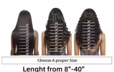 Hair length guide, 10 to 28 inches